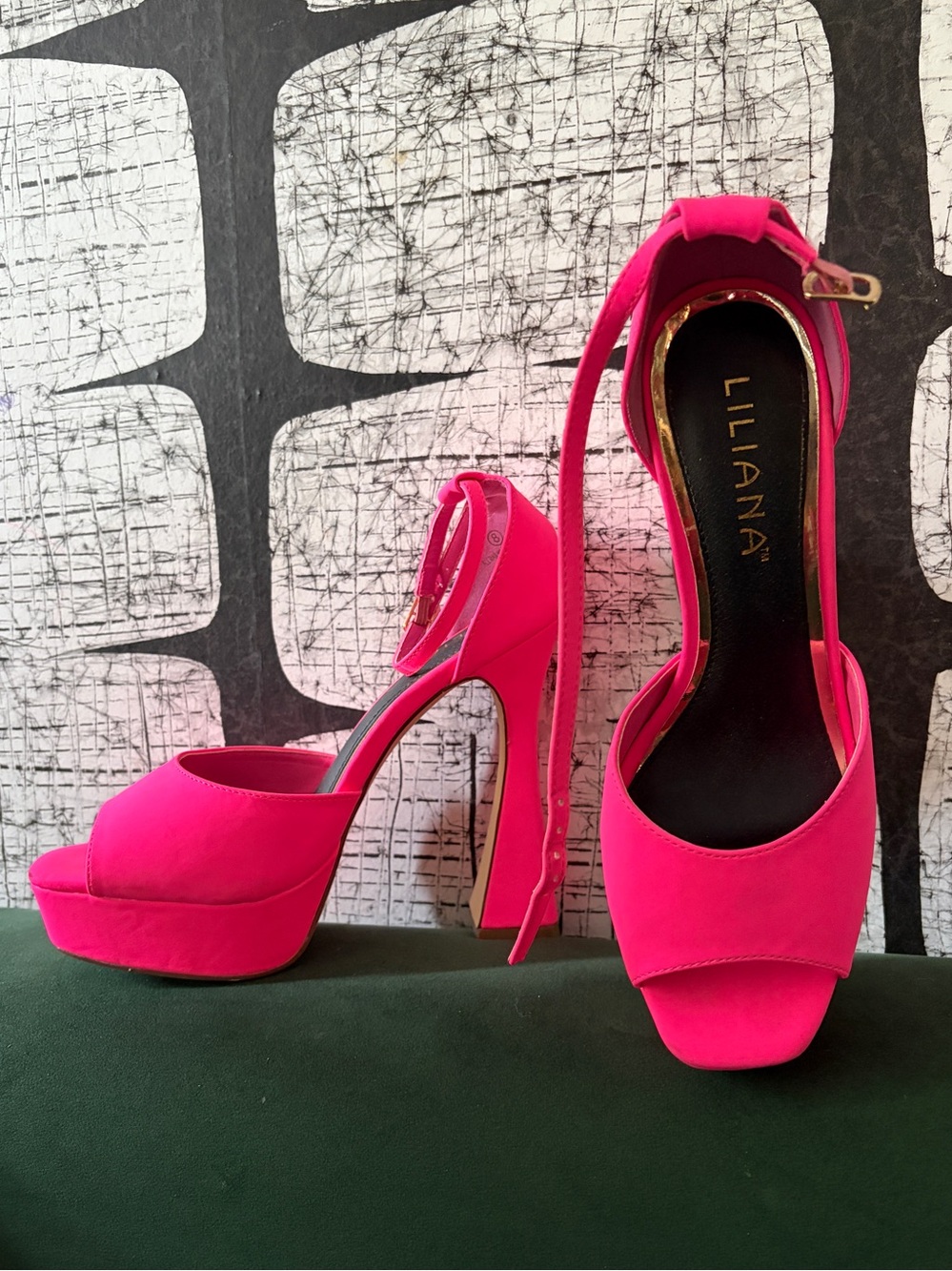 Liliana Hot Pink Open-Toe Platform Ankle-Strap Heels